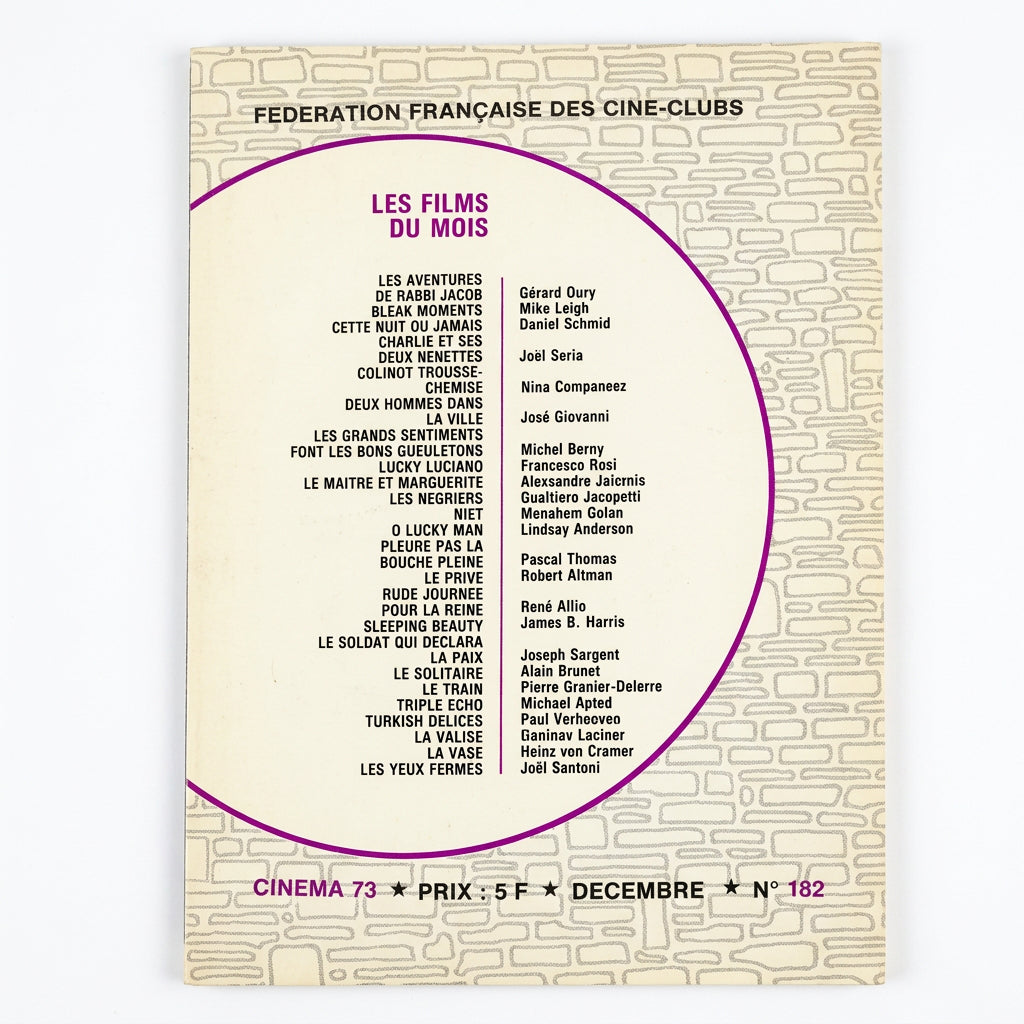 Cinéma 73 n° 182 Décembre 1973