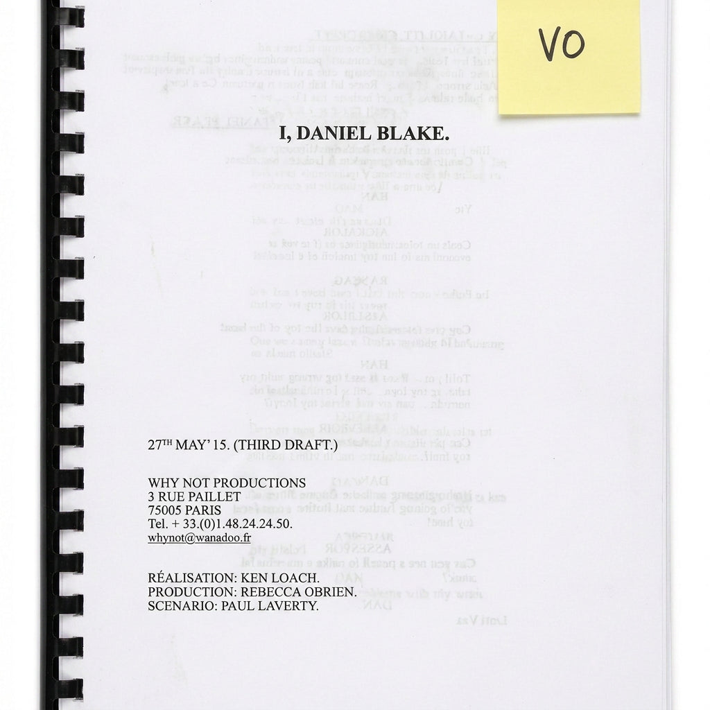 Scénario originale ( V0 ) de Moi , Daniel Blake ( I , Daniel Blake ) - Ken Loach