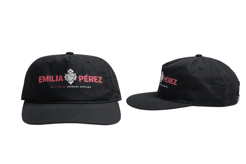 Black cap with red Emilia Perez logo