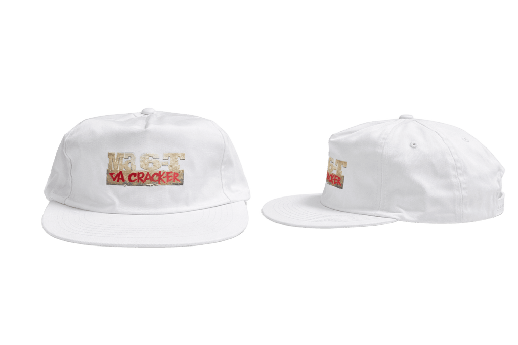 White cap with gold and red logo Ma 6-T va crack-er