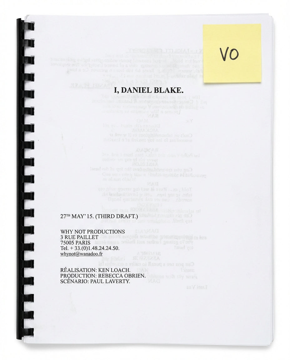 Scénario originale ( V0 ) de Moi , Daniel Blake ( I , Daniel Blake ) - Ken Loach
